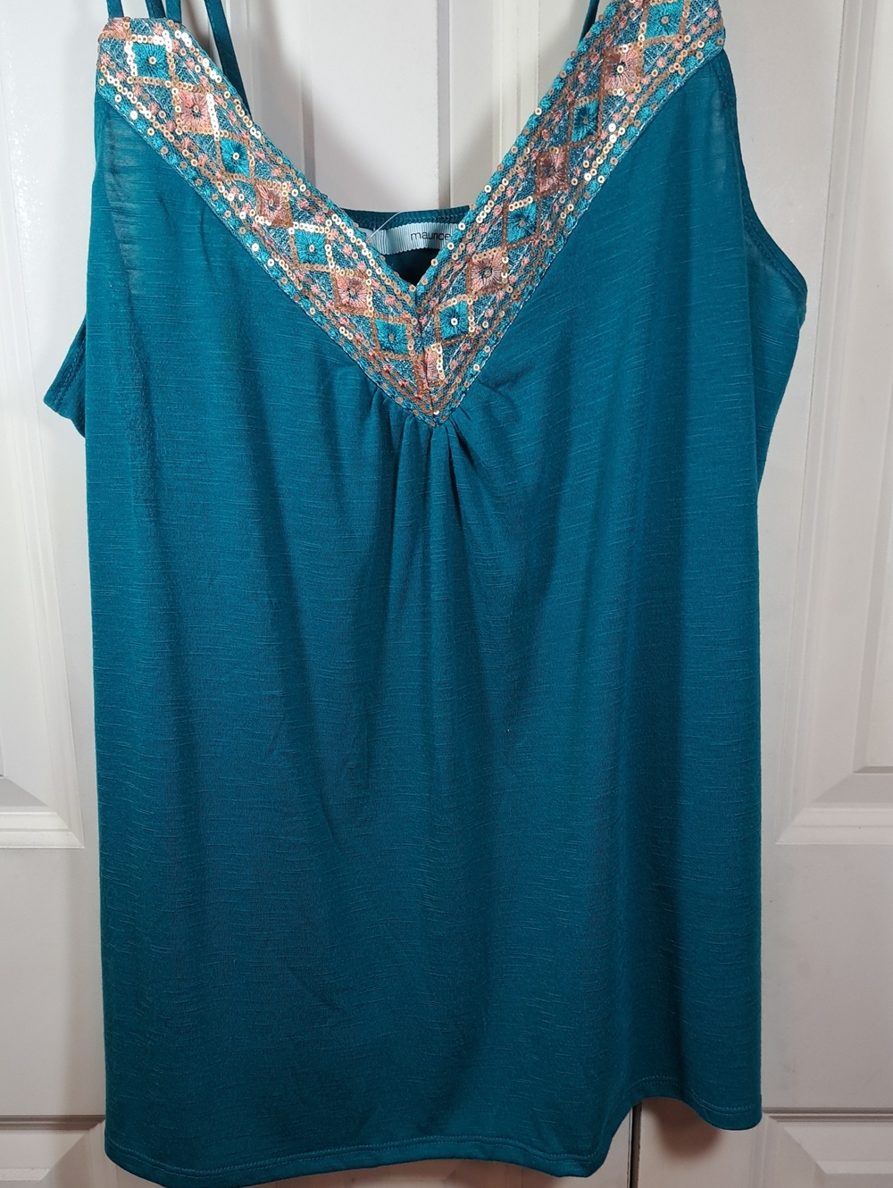 Maurices Teal Sleeveless Embellished V-Neck Camisole